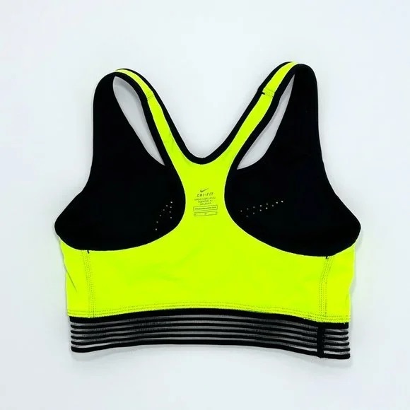 Nike Perforated Swoosh Sports Bra - Volt - lightly worn - Picture 3 of 4